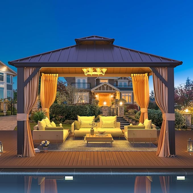 EROMMY 12' x 12' Hardtop Gazebo, Aluminum Frame Gazebos - Image 8