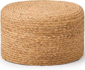 Wimarsbon Round Pouf Ottoman, Natural Hand Knitted Footrest Poof, Rustic Lounge by Wimarsbon