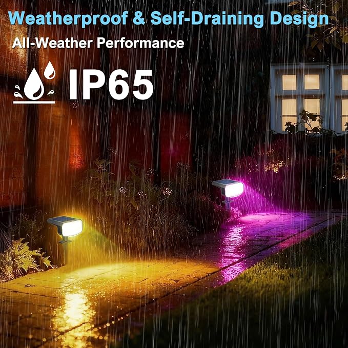 Color Changing Solar Spot Lights Outdoor Waterproof IP65, 9 Lighting Modes - Image 5