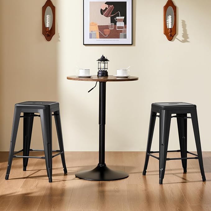 Yaheetech 24 Inch Metal Barstools Set of 4, Counter Height Backless Stools - Image 9