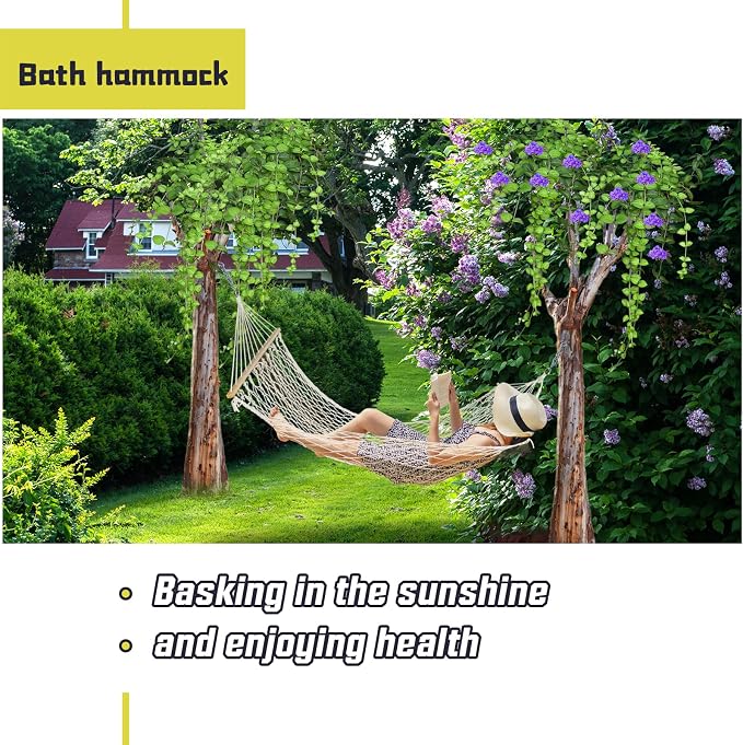 Hammocks Double Rope Hammock, Portable HandwovenTraditional Cotton Rope1 Person - Image 4