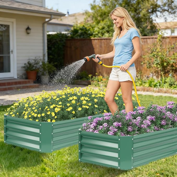 ZORMY 2 Pcs 8x2x1ft Galvanized Raised Garden Bed Outdoor, Metal Planter Boxes - Image 2