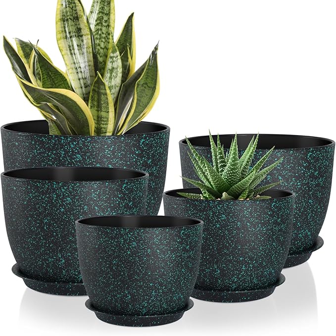 Plant Pots 10/9/8/7.5/7 inch Set of 5, Flower Pots by AFamilyofGardenLovers