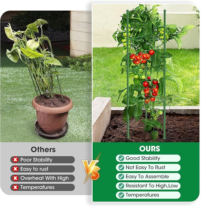6 Pack Tomato Cages, 51.2in Tomato Plant Support Stakes Heavy-Duty, Garden - Image 6