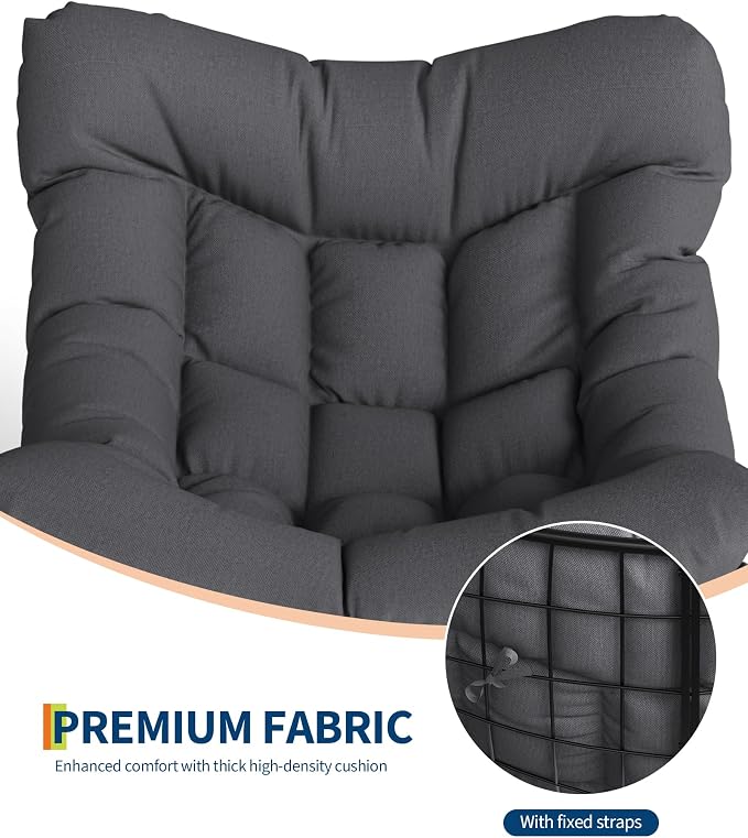 GarveeLife Outdoor Papasan Rocking Chair, Oversized Rocking Chair - Image 5