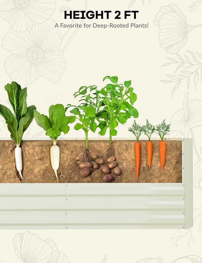 GarveeLife 6x3x2 ft Galvanized Raised Garden Bed, Rust-Resistant Raised Garden - Image 4