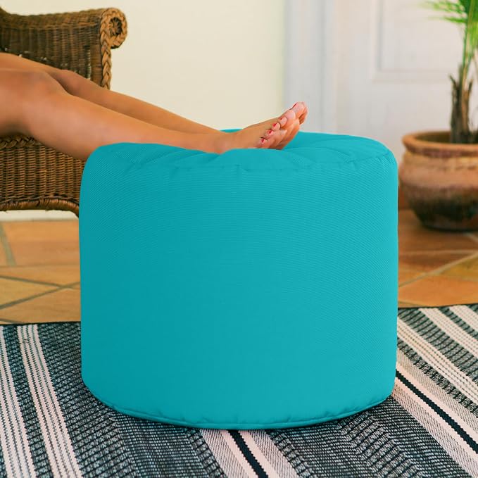 Jaxx Spring Indoor/Outdoor Bean Bag Pouf Ottoman, Light Blue - Image 5