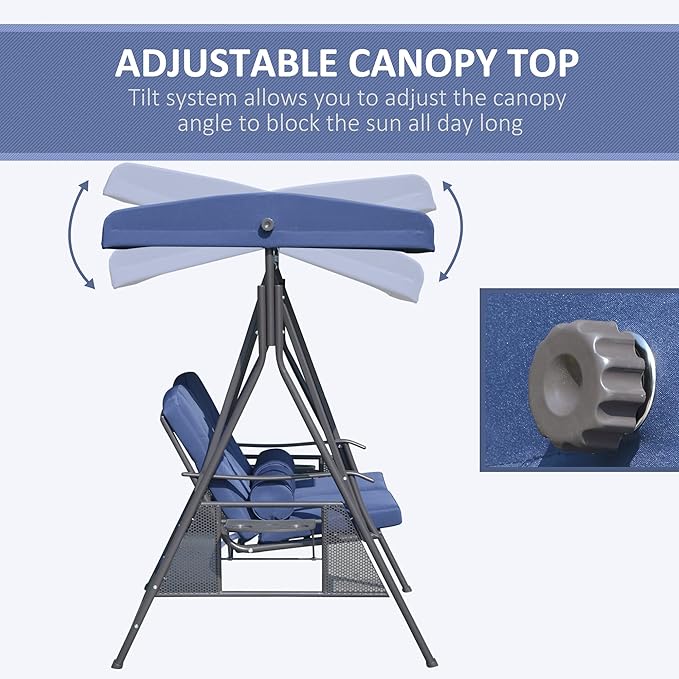 Outsunny 2-Person Patio Swing Bench - Image 3