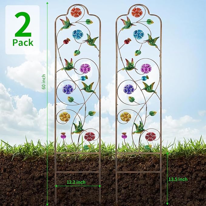 2 Pack Metal Garden Trellis Arched Fence Trellises - Image 2