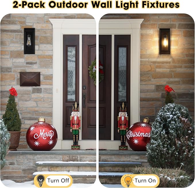 Outdoor Wall Lantern, Exterior Waterproof Black Porch Lights Wall Mounted - Image 6