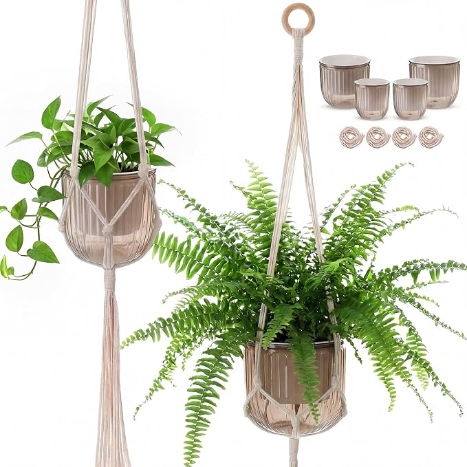 6 Pack Self Watering Hanging Planters Indoor Flower Pots Visible Water Level by Yiyiring