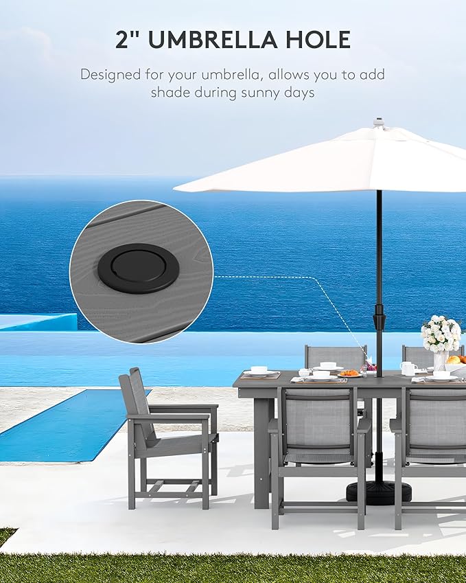 SERWALL Patio Dining Sets for 6, Outdoor HDPE Dining Set - Image 4