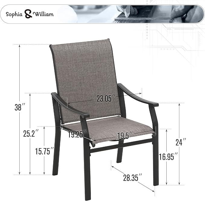 Sophia & William Outdoor Chairs Set of 2, Patio Chairs - Image 6