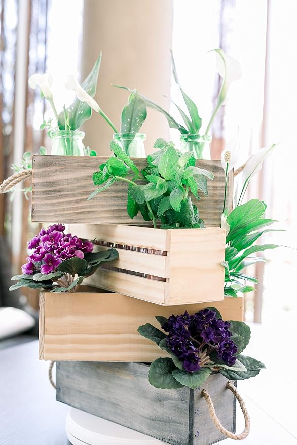 Wooden Planter Box with Handle, Rose Wood, Plastic Liner l Garden Decor l - Image 5