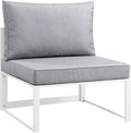 Modway Fortuna Aluminum Outdoor Patio Armless Chair in White Gray by Modway