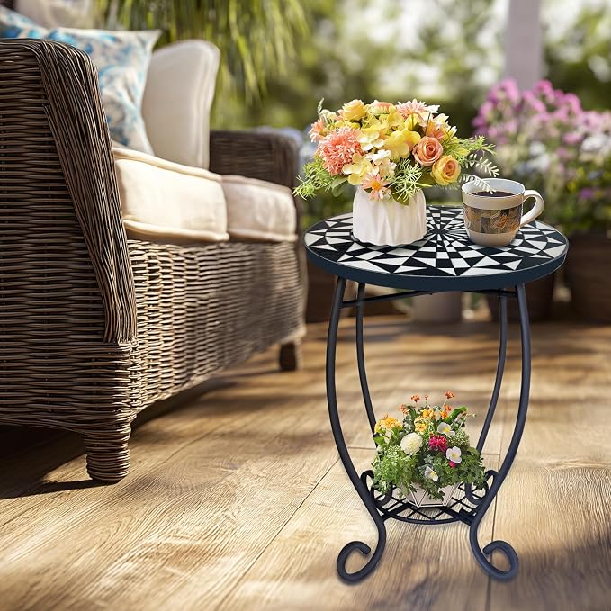 LIFFY Outdoor Side Table, Indoor Small Decorative Plant Stand & End Table - Image 9