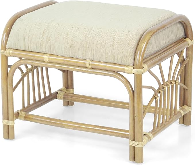 Krit Handmade Rattan Wicker Ottoman Footstool - Image 8