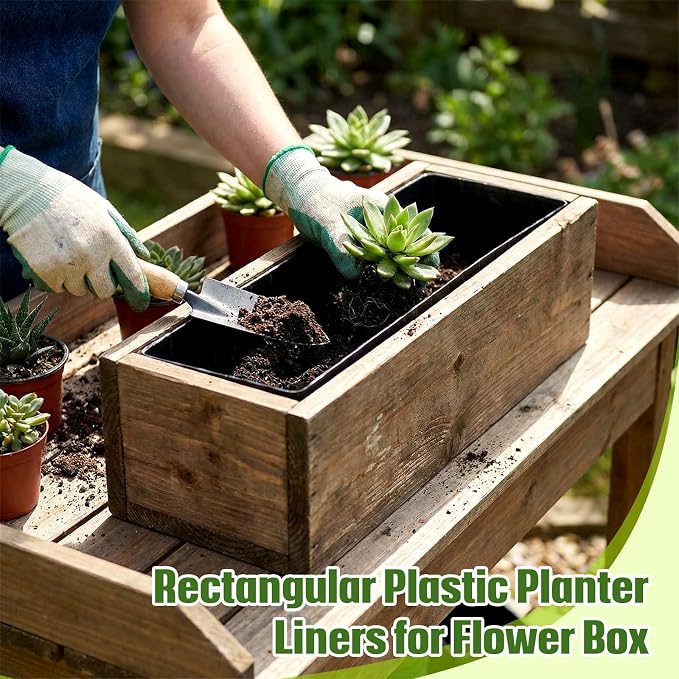 BreezeHug 36 Pcs Plastic Planter Liners Rectangular Plastic Inserts 10.5" x 3" - Image 5