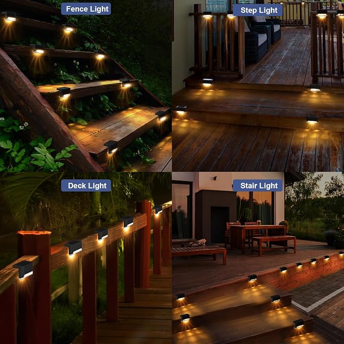 pearlstar 16 Pack Solar Step Lights, Solar Deck Railing Lights Outdoor - Image 5
