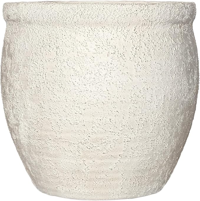 12" Dia Fiberstone Planter – Modern Farmhouse Indoor/Outdoor Flower Pot by HaispringArtificialTree