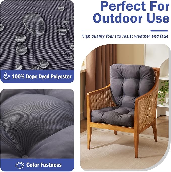 Outdoor Chair Cushions Set of 2, Patio Chair Cushions - Image 2