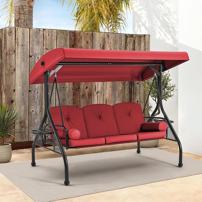 HOMREST 3 Seat Outdoor Porch Swing - Image 8