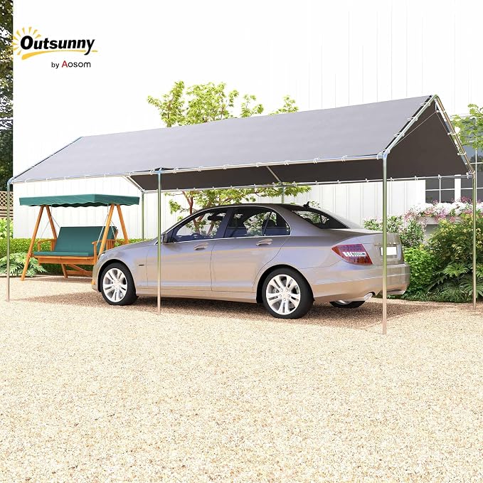 Outsunny 10'x20' Carport Outdoor Heavy Duty Party Tent Galvanized Car Canopy - Image 2