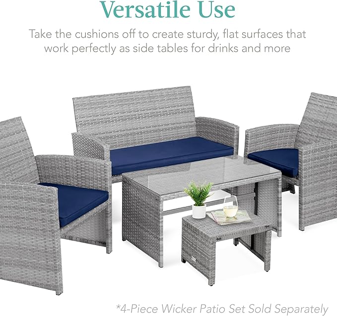 Best Choice Products Set of 2 Wicker Ottomans, Additional Seating, Side Table - Image 5