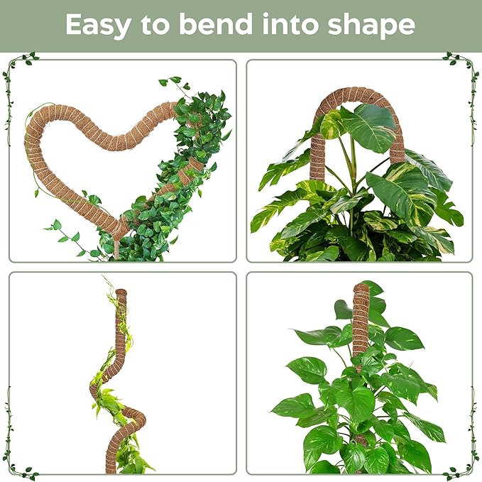 2 Pack 28'' Bendable Moss Pole Monstera Plant Support - Image 3