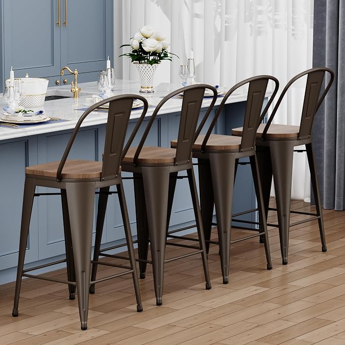 Yongqiang 24 inch Bar Stools Set of 4 Kitchen Counter Height Bar Chairs Modern - Image 8