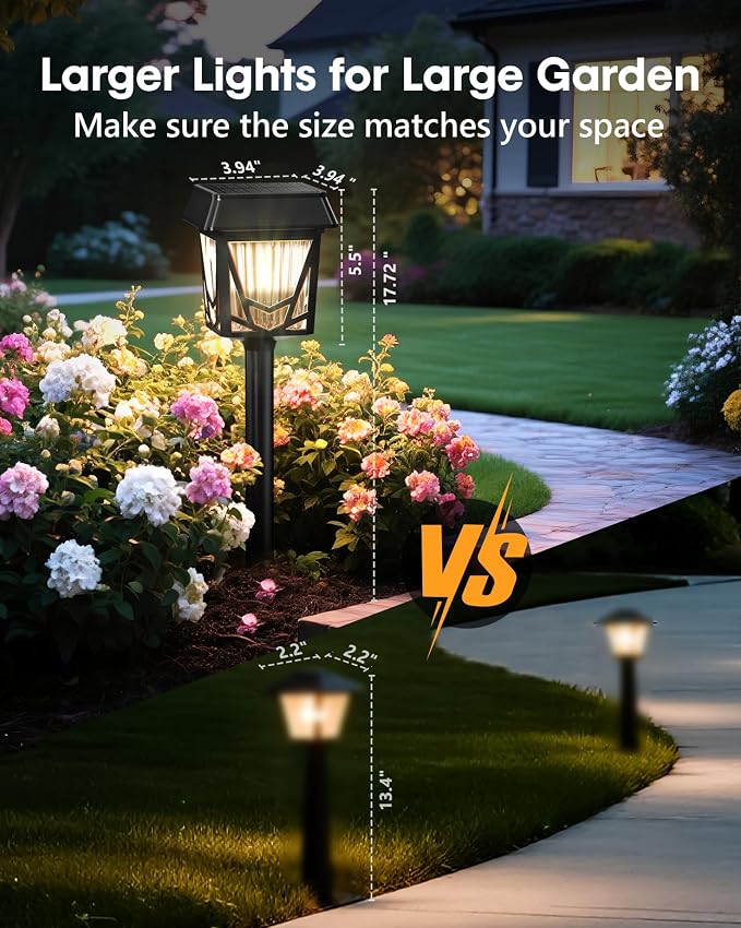 Solar Pathway Lights, Outdoor Lights Waterproof 6 Pack, Large Solar Panel - Image 6