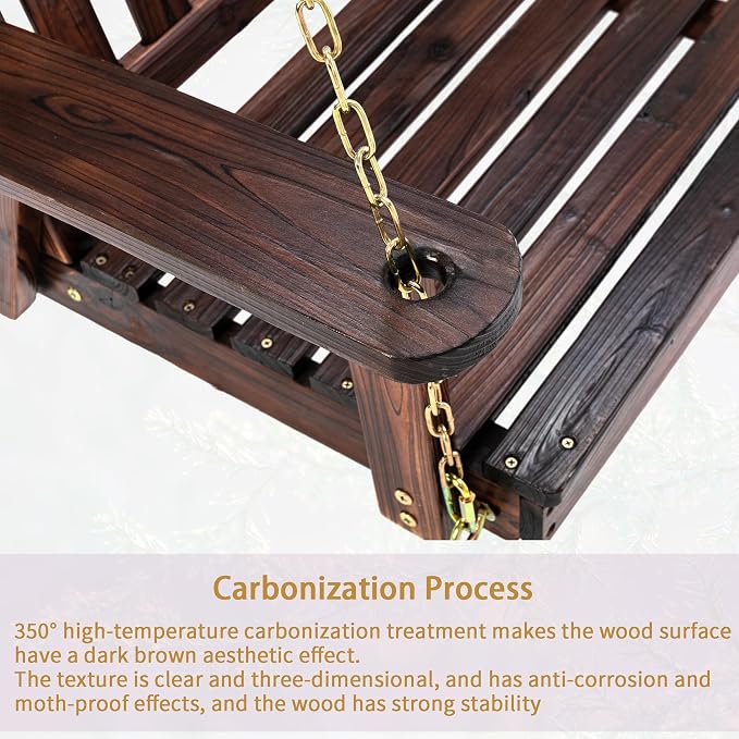 Anraja Wooden Porch Swing 2-Seater, Bench Swing - Image 6