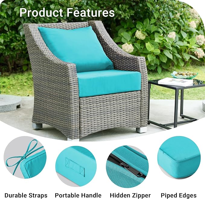 Outdoor Cushions for Patio Furniture, Outdoor Seat Cushion Set 24 x 24 x 5.75 - Image 5