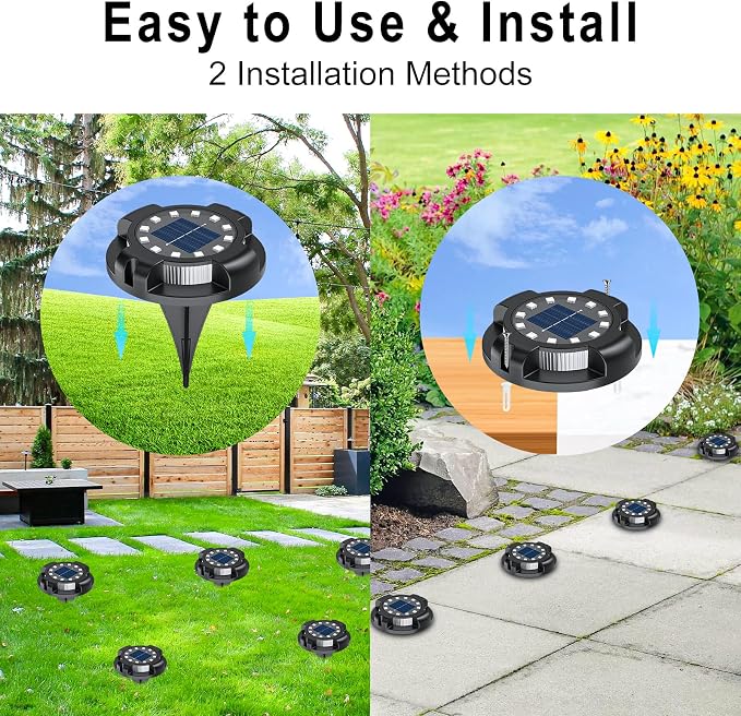 Solar Pathway Lights Outdoor 12 Packs, Bright Blue 16 LEDs Solar Ground Lights - Image 7