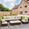 NICESOUL 8 Seat 29.3'' High Back Outdoor Furniture Set, Extra Large Rattan by NICESOUL