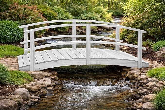 10 FT White Amish Made Garden Bridge - Image 5
