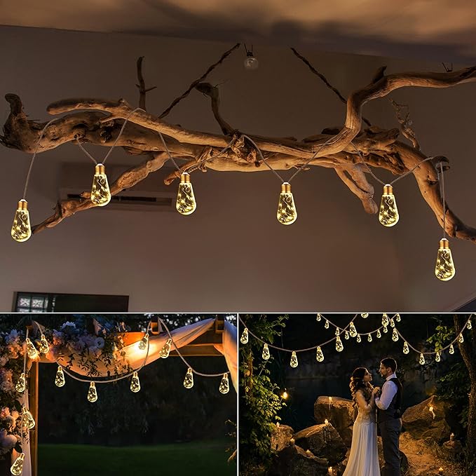 Solar Outdoor String Lights, 20Ft Vintage Rope Hemp Solar Patio Lights - Image 7