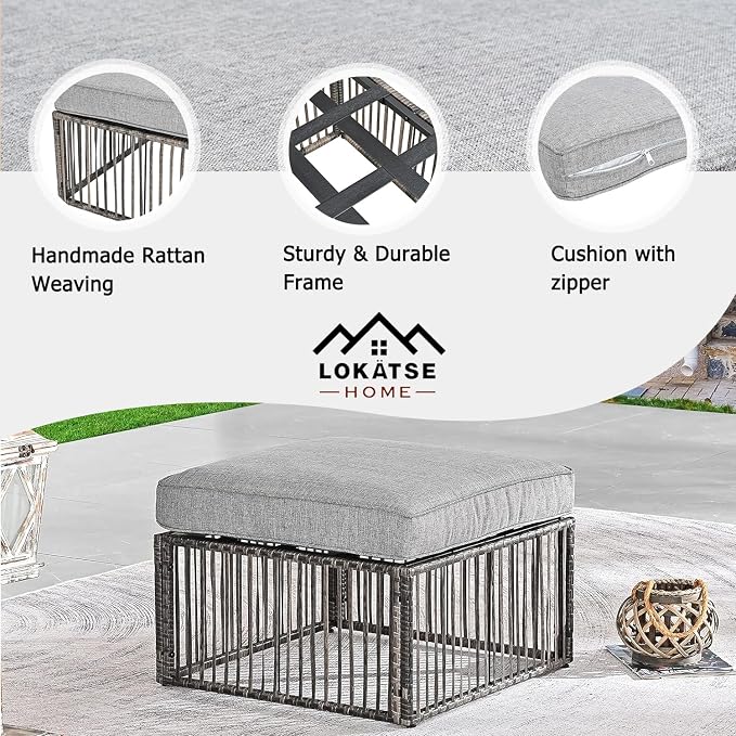 LOKATSE Home Patio Footstool Outdoor Ottoman - Image 3