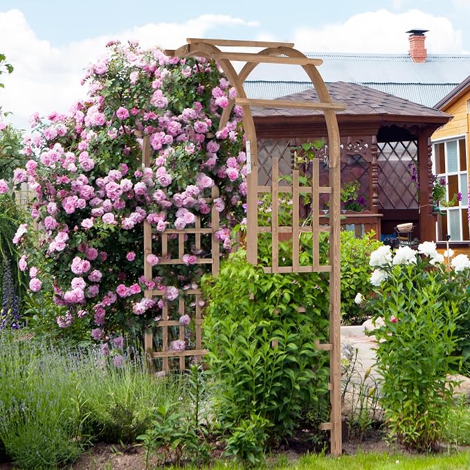 VINGLI Wooden Garden Arbor, Heavy Duty Outdoor Frame Trellis - Image 2