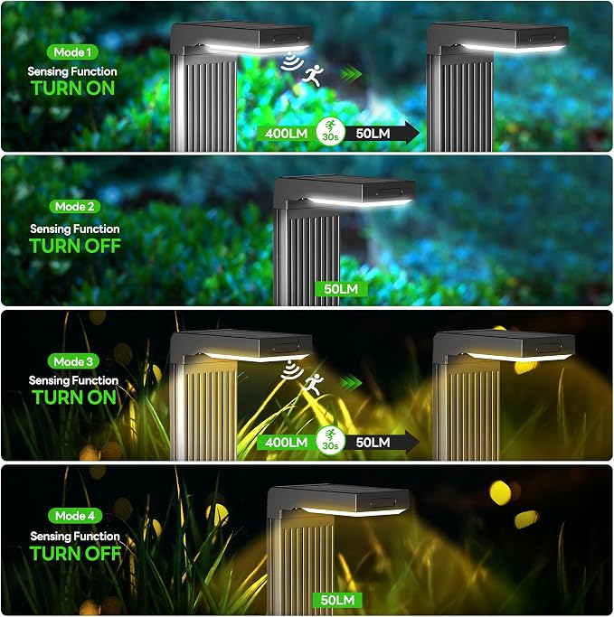Solar Pathway Lights Outdoor 4Pack, 2 Color in 1 Motion Sensor Walkway Lights - Image 6