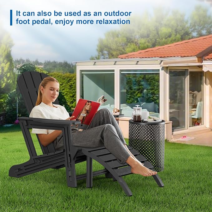 FONTOI Adirondack Ottoman, HDPE Plastic Adirondack Chair Footstool, All Weather - Image 6