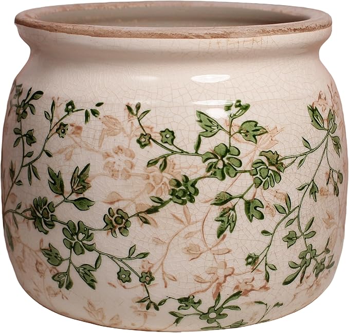Vintage Country Ceramic Vase and Planters, 6.29 Inch Small Plant Pots by XiaanJiaju