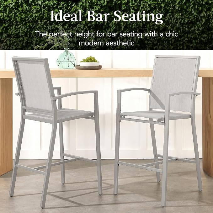 Best Choice Products Outdoor Bar Stools Set of 2, Bar Height, Patio Furniture - Image 3