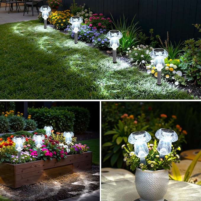 Mancra Solar Pathway Lights Outdoor, 8 Pack Mushroom Solar Lights Outdoor - Image 6