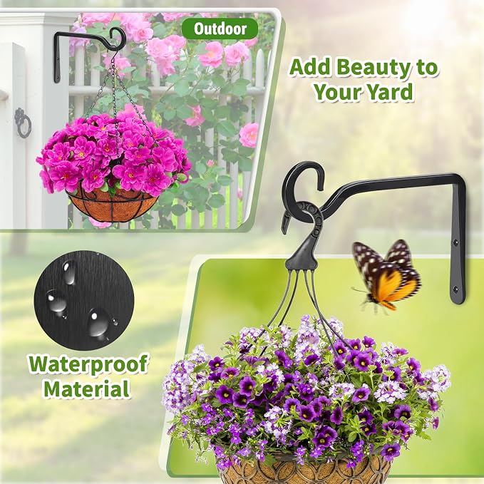 Plant Hangers Outdoor 2 Pack 10 Inch Metal Hanging Plant Bracket Metal Hanging - Image 4