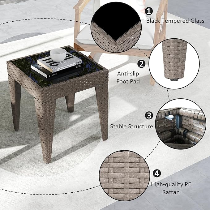 Kinfant Rattan Patio Side Table - Image 5