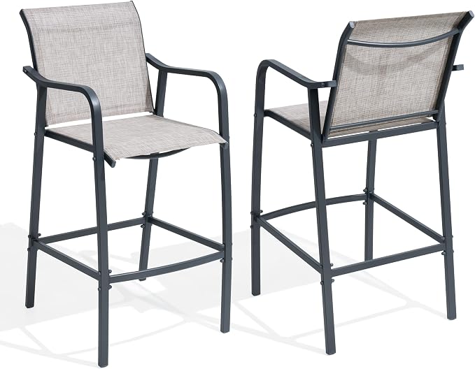 Crestlive Outdoor Bar Stools Set of 2, 500 lb Capacity Metal Patio Bar Chairs by CrestliveProducts