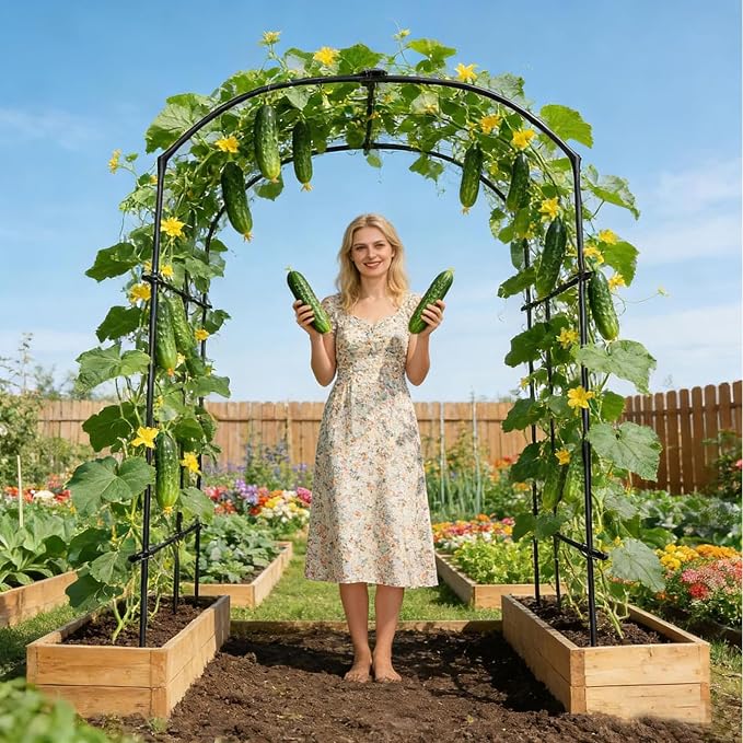 Tall Garden Arch Trellis for Climbing Plants, 87in Tall Metal Plant Support - Image 3