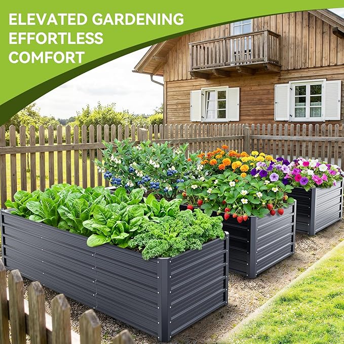 Ohuhu 8x3x1.9FT Metal Raised Garden Bed Outdoor, Reinforced Galvanized Steel - Image 7