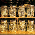 HXWEIYE 8 Pack Solar Mason Jar Lights Lanterns, Jars & Hangers Included，30LED by LightUpYourHomewHXWEIYE